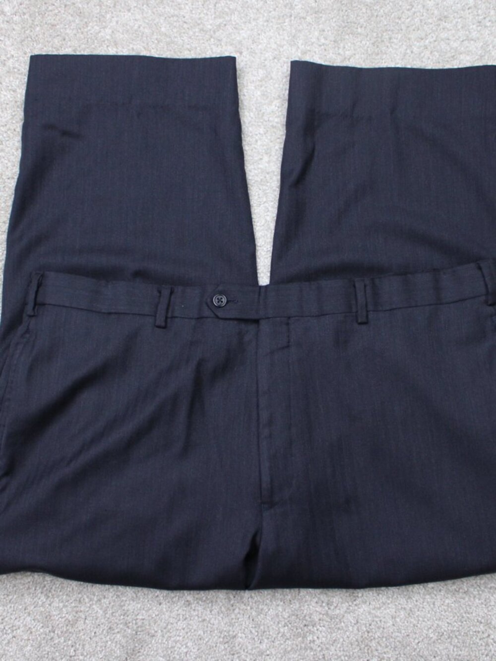 Jos. A. Bank Pants Mens 38x24 Black Striped Wool Signature Collection Flat Front